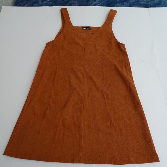 Shein Rust Brown Corduroy Pinafore Jumper Dress Women Size S US 4 Above Knee - Picture 4 of 9